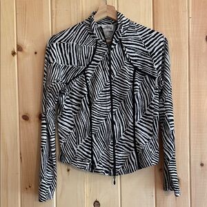 Joseph Ribkoff Black and White Women's Zippered Lightweight Jacket